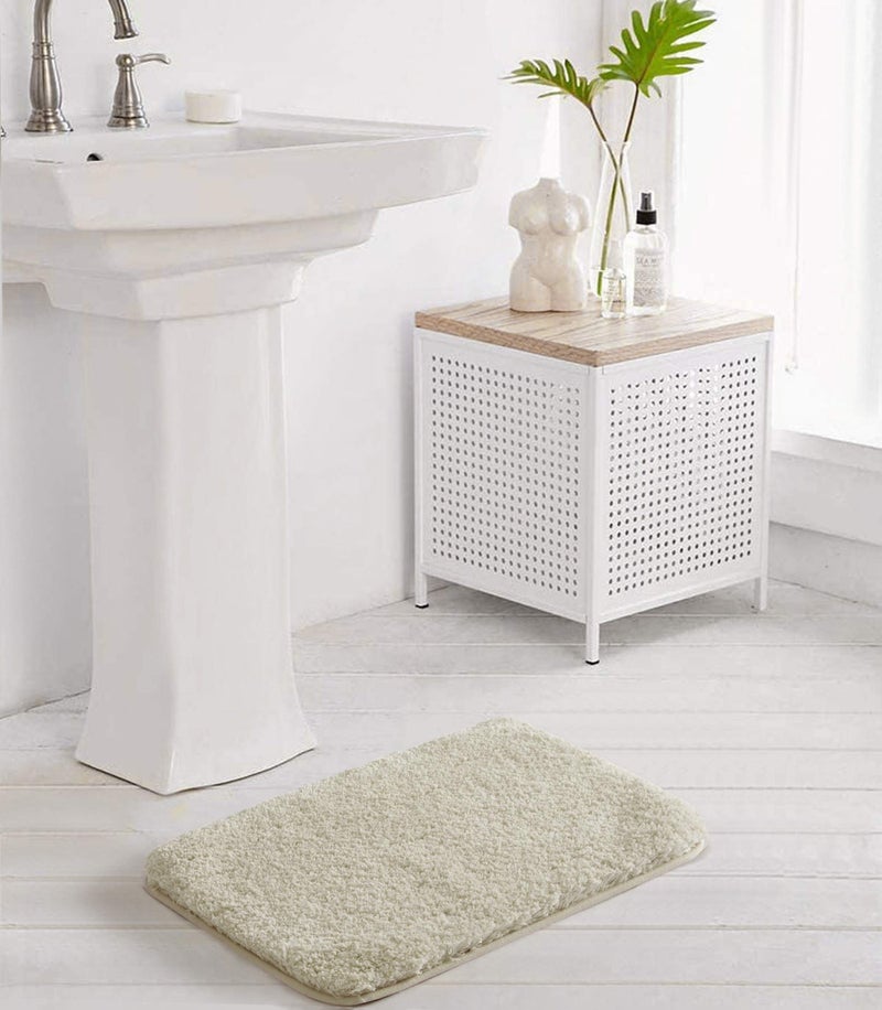 Suchtale Bath Mat, 16" x 24", Light Tan, Non-Slip, Machine Washable, High Pile, Bathroom - Image 2